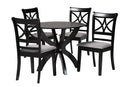 Deanna Modern Gray Fabric and Dark Brown 5-Piece Dining Set Baxton