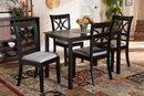 Oreille Gray Fabric Upholstered and Espresso Brown 5-Piece Dining Set Baxton