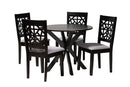 Ambra Modern Gray Fabric and Espresso Brown 5-Piece Dining Set Baxton