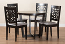 Nevan Moden Gray Fabric and Dark Brown 5-Piece Dining Set Baxton