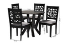 Gerhardine Modern Gray Fabric and Dark Brown 5-Piece Dining Set Baxton
