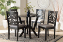Gerhardine Modern Gray Fabric and Dark Brown 5-Piece Dining Set Baxton