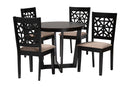 Nevan Moden Beige Fabric and Dark Brown 5-Piece Dining Set Baxton