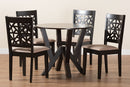 Gerhardine Modern Beige Fabric and Dark Brown 5-Piece Dining Set Baxton