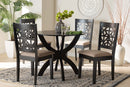 Linus Modern Beige Fabric and Dark Brown 5-Piece Dining Set Baxton