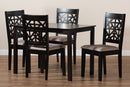 Rockwell Sand Fabric Upholstered and Espresso Brown 5-Piece Dining Set Baxton