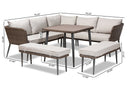 Rochadh Light Gray Brown Finished 5-Piece Woven Rattan Outdoor Patio Set Baxton