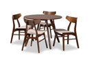 Sava Light Beige Fabric Upholstered and Walnut Brown 5-Piece Dining Set Baxton