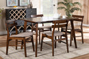 Sofia Light Beige Fabric Upholstered and Walnut Brown 5-Piece Dining Set Baxton