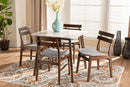 Derya Light Gray Fabric/Walnut Brown 5-Piece Dining Set w/Faux Marble Baxton