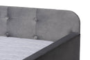 Avery Gray Velvet Fabric Button Tufted Queen Size Daybed w/Trundle Baxton
