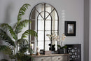 Enver Farmhouse Antique Silver Finished Arched Window Accent Wall Mirror Baxton