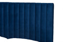 Tristan Navy Blue Velvet Fabric Gold Metal King Size Platform Bed Baxton