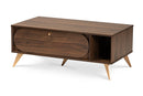 Eligah Walnut Brown and Gold Coffee Table Baxton