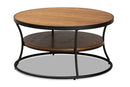 Borneo Walnut Brown and Black Finished Metal 1-Shelf Coffee Table Baxton