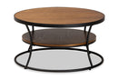 Borneo Walnut Brown and Black Finished Metal 1-Shelf Coffee Table Baxton