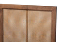 Pandora Walnut Brown and Synthetic Rattan Full Size Platform Bed Baxton