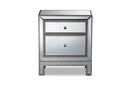 Senna Mirrored 2-Drawer End Table Baxton