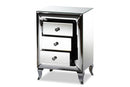 Irma Mirrored 3-Drawer End Table Baxton