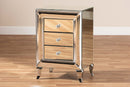 Irma Mirrored 3-Drawer End Table Baxton
