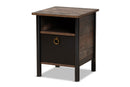 Lucina Two-Tone Rustic Brown and Black Nightstand Baxton