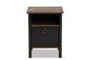 Lucina Two-Tone Rustic Brown and Black Nightstand Baxton