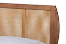 Oscar Walnut Brown and Synthetic Rattan King Size Platform Bed Baxton