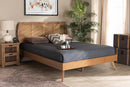 Oscar Walnut Brown and Synthetic Rattan King Size Platform Bed Baxton