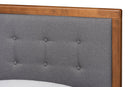 Napoleon Dark Gray Fabric Walnut Brown Twin Size Platform Bed Baxton
