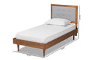 Napoleon Light Gray Fabric Walnut Brown Twin Size Platform Bed Baxton