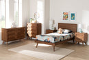 Bistra Walnut Brown and Rattan Twin Size 5-Piece Bedroom Set Baxton