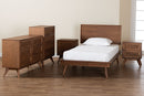Bistra Walnut Brown and Rattan Twin Size 5-Piece Bedroom Set Baxton