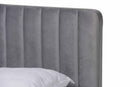 Lafoy Light Gray Velvet Fabric Gold Finished King Size Platform Bed Baxton