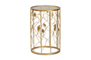 Artha Glam Brushed Gold Finished Metal and Glass Leaf Accent End Table Baxton