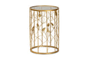 Artha Glam Brushed Gold Finished Metal and Glass Leaf Accent End Table Baxton