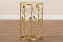Artha Glam Brushed Gold Finished Metal and Glass Leaf Accent End Table Baxton