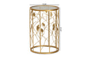 Artha Glam Brushed Gold Finished Metal and Glass Leaf Accent End Table Baxton