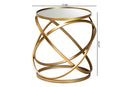 Theresa Gold Finished Metal and Mirrored Glass End Table Baxton
