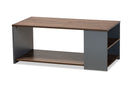 Corrine Two-Tone Walnut Brown and Gray Storage Coffee Table Baxton