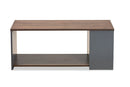 Corrine Two-Tone Walnut Brown and Gray Storage Coffee Table Baxton