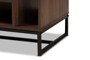 Estela Walnut Brown and Black Finished Metal Coffee Table Baxton