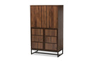 Elodia Walnut Brown and Black Multipurpose Storage Cabinet Baxton