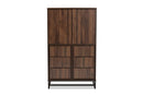 Elodia Walnut Brown and Black Multipurpose Storage Cabinet Baxton