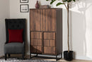 Elodia Walnut Brown and Black Multipurpose Storage Cabinet Baxton