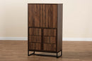 Elodia Walnut Brown and Black Multipurpose Storage Cabinet Baxton