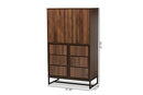 Elodia Walnut Brown and Black Multipurpose Storage Cabinet Baxton