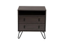 Chenoa Dark Brown and Black Metal 2-Drawer Nightstand Baxton