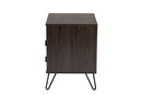 Chenoa Dark Brown and Black Metal 2-Drawer Nightstand Baxton