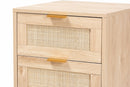 Malle Light Oak Brown and Rattan 2-Drawer End Table Baxton