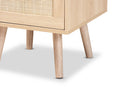 Malle Light Oak Brown and Rattan 2-Drawer End Table Baxton